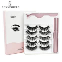 Sexy Sheep Magnetic Faux Mink Volume Eyelashes Kit Set (5 Pairs)
