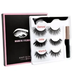Mixed Designs Faux Mink Magnetic Eyelashes Kit Set (3 Pairs)