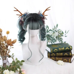 Grayish Green With Two High Ponytails Lolita Wig